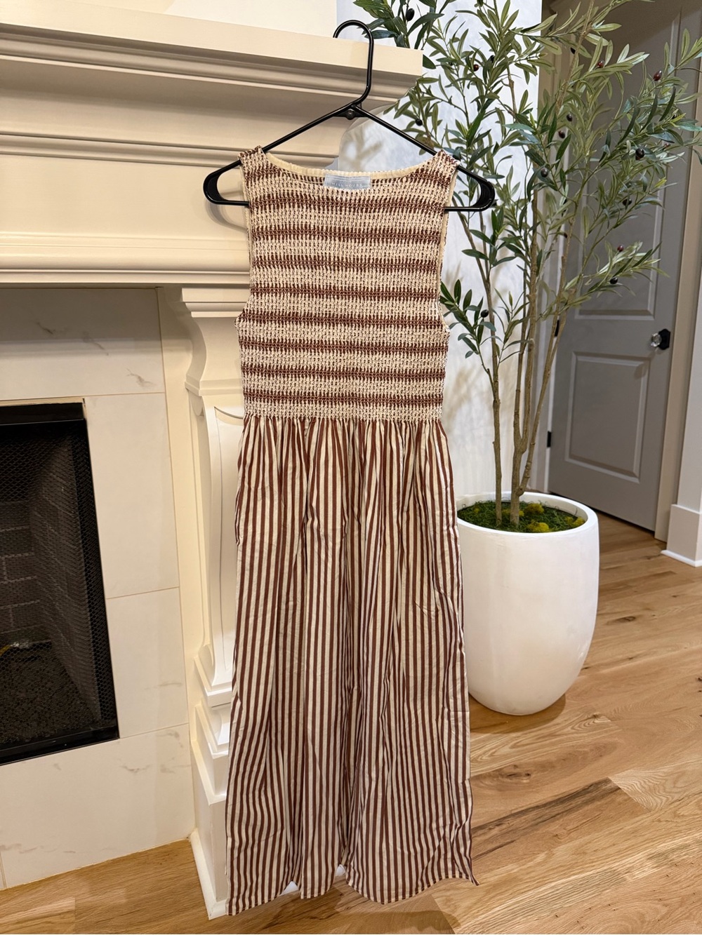Hill House Rust Striped Cosima Nap Dress - size medium - Picture 3 of 4